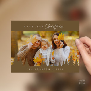 Modern minimalist, fröhlichster Weihnachtsfamilien Postkarte
