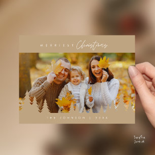 Modern minimalist, fröhlichster Weihnachtsfamilien Postkarte