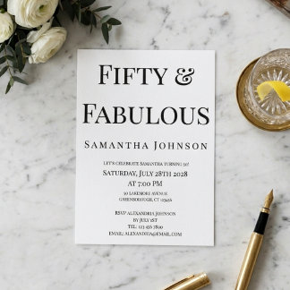 Modern minimalist fünfzig und fantastisch zum 50.  einladung