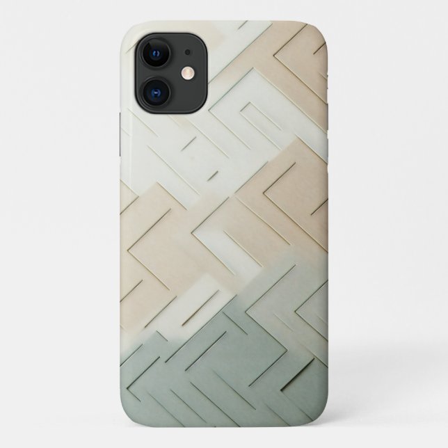 Modern Minimalist Geometric Maze - Elegant Sage Gr Case-Mate iPhone Hülle (Rückseite)
