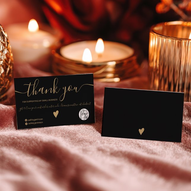 Modern minimalist gold and black order thank you visitenkarte (Modern minimalist gold and black order thank you business card)