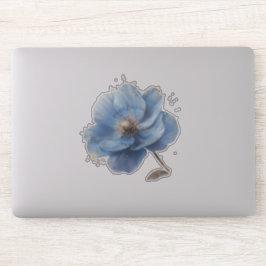 Modern Minimalist Gold and Blue Poppy Aufkleber
