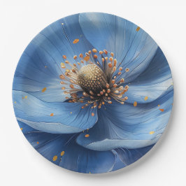 Modern Minimalist Gold and Blue Poppy  Pappteller