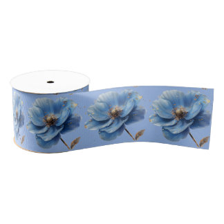 Modern Minimalist Gold and Blue Poppy  Ripsband