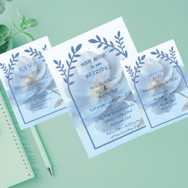 Modern Minimalist Gold and Blue Poppy Wedding   Einladung