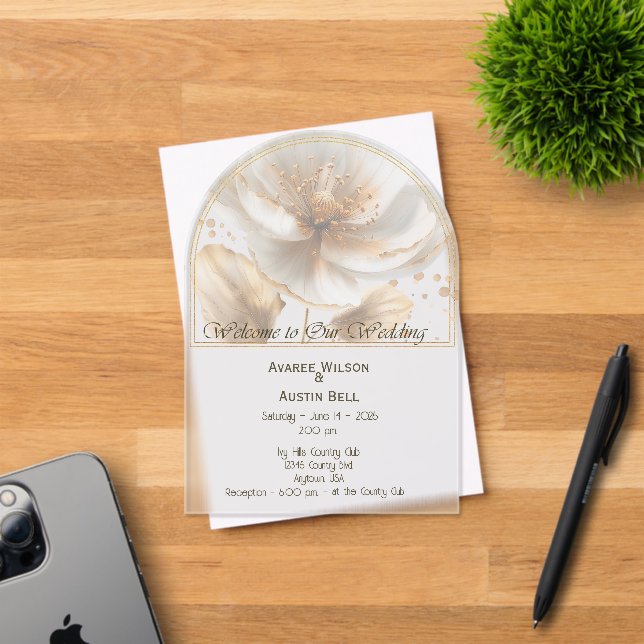 Modern Minimalist Gold and White Wedding Acryleinladungen (Insitu (Einladungskarte))