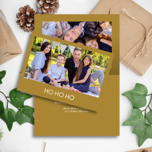 Modern minimalist gold "HO HO HO" Foto Feiertagskarte