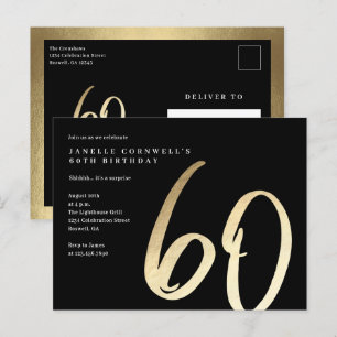 Modern minimalist goldener 60. Geburtstag Postkarte