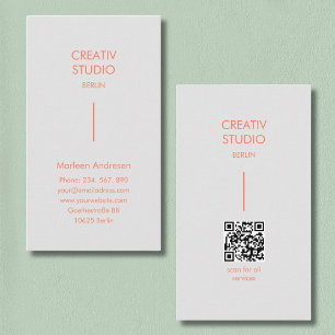 Modern minimalist grau orange QR-Code Visitenkarte