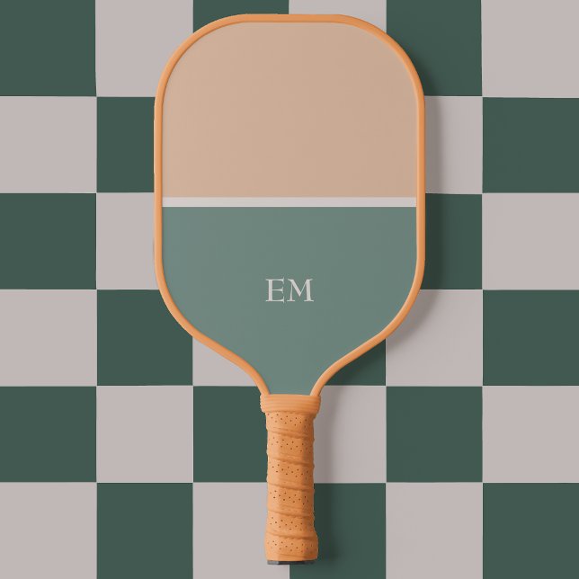 Modern Minimalist Green Monogrammed Pickleball Schläger (Von Creator hochgeladen)