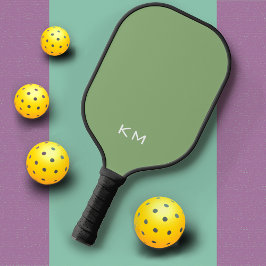 Modern Minimalist Green Monogrammed Pickleball Schläger