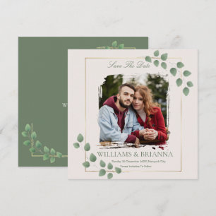 Modern minimalist grün Foto Save The Date 