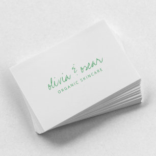 Modern Minimalist Handwritten Script Kelly Green Visitenkarte