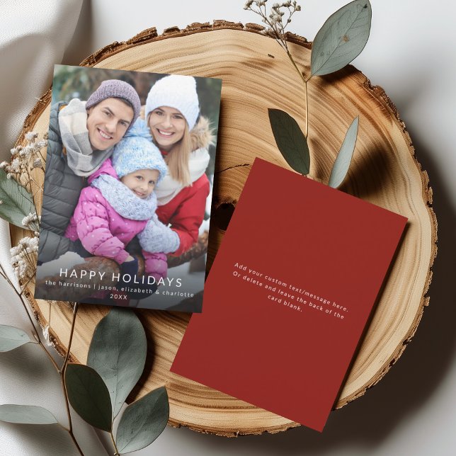 Modern Minimalist Happy Holidays Family Photo Card Einladung (Von Creator hochgeladen)
