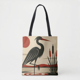 Modern Minimalist Heron by the Lake