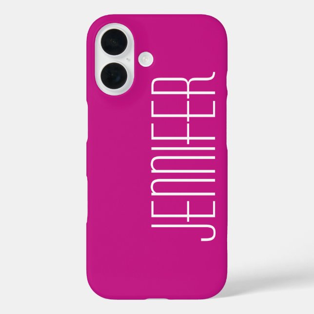 Modern Minimalist, Hot Pink, Personalized Name Case-Mate iPhone Hülle (Rückseite)