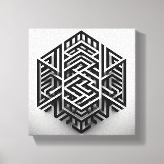 Modern Minimalist Isometrisches Labyrinth - Abstra Leinwanddruck