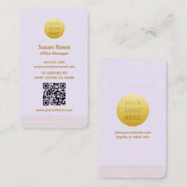 Modern minimalist lila und goldene Punkte QR-Code Visitenkarte