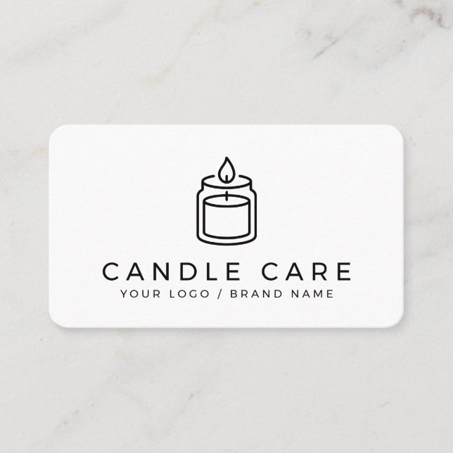 Modern Minimalist Line Art Candle Care Instruction Visitenkarte (Vorderseite)