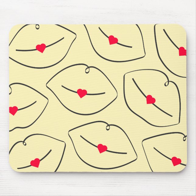 Modern Minimalist Line Art Lips Sunshine Yellow Mousepad (Vorne)