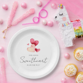 Modern Minimalist Little Sweetheart Baby Shower Pappteller