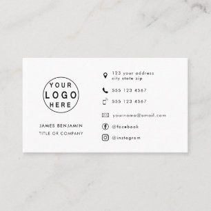 Modern Minimalist Logo   Custom Icons Social Media Visitenkarte