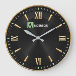 Modern Minimalist Luxury Black & Gold Große Wanduhr
