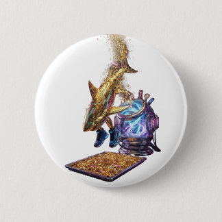 Modern Minimalist Luxury Cyber Shark - Neon Aesthe Button