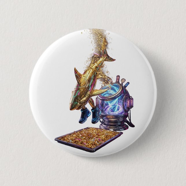 Modern Minimalist Luxury Cyber Shark - Neon Aesthe Button (Vorderseite)