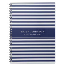 Modern minimalist marineblaue Streifen Monogramm