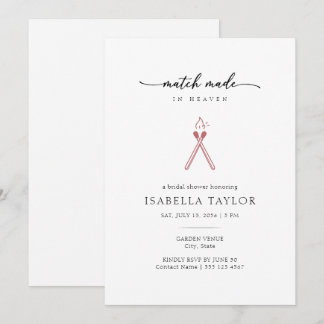 Modern Minimalist Match Bridal Shower Invitation Einladung