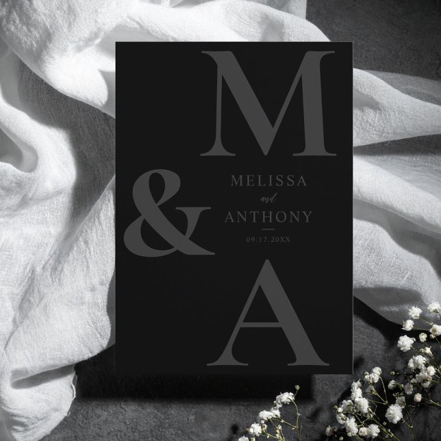 Modern Minimalist Matte Black Wedding Einladung (Von Creator hochgeladen)