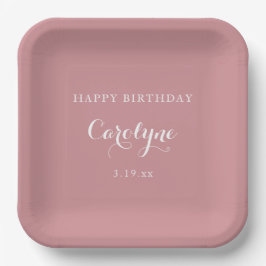Modern Minimalist Mauve Birthday Pappteller