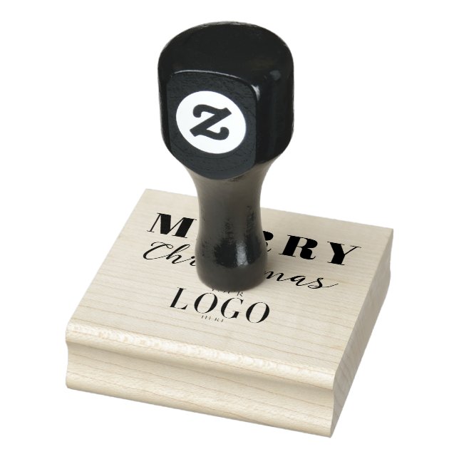 Modern Minimalist Merry Christmas Company Logo Red Gummistempel (Stempel)