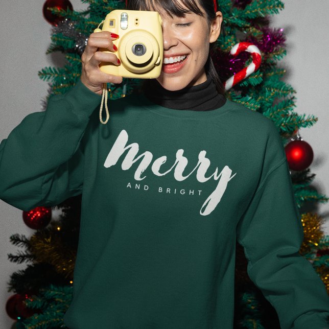 Modern Minimalist Merry Script Custom Sweatshirt (Von Creator hochgeladen)