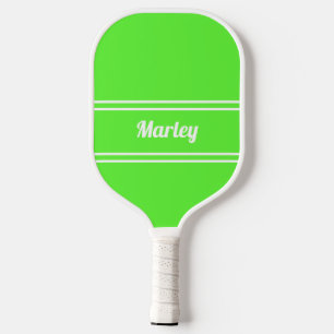Modern Minimalist Monogram Name Cool Green Sports Pickleball Schläger