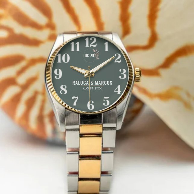 Modern Minimalist Monogram Personalized Wedding  Armbanduhr (Von Creator hochgeladen)