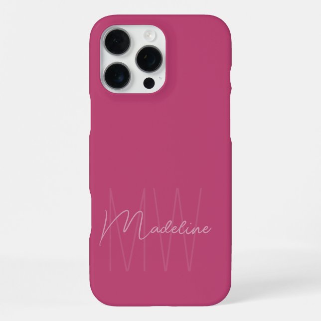Modern minimalist Monogramm Rosa iPhone Hülle (Rückseite)
