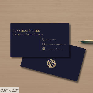 Modern minimalist navyblau Gold Visitenkarte