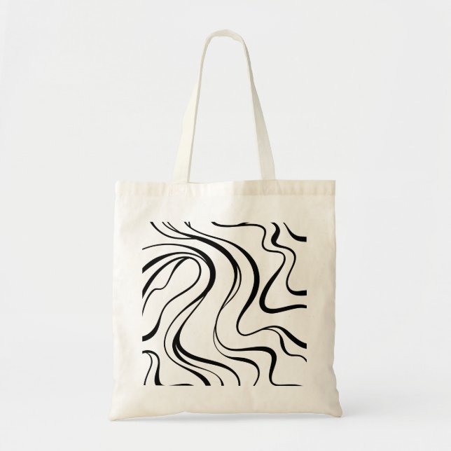 Modern Minimalist Organic Fluid Line Art Aesthetic Tragetasche (Vorne)
