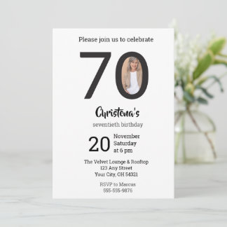 Modern Minimalist Photo 70th Birthday  Einladung