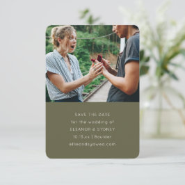 Modern Minimalist Photo Chic Olive Moss Wedding  Save The Date