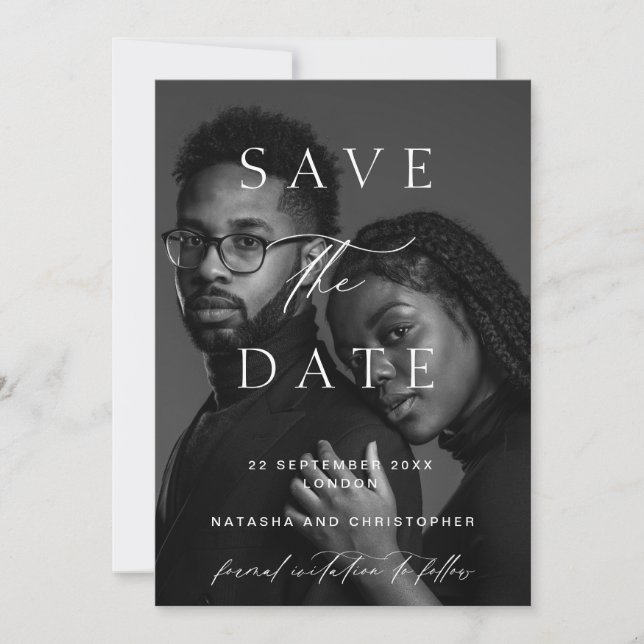 Modern Minimalist Photo Overlay Wedding Save The Date (Vorderseite)