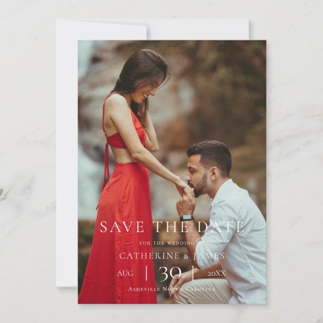 Modern Minimalist Photo Wedding Save the Date (Vorderseite)