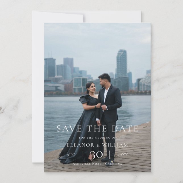 Modern Minimalist Photo Wedding Save the Date (Vorderseite)