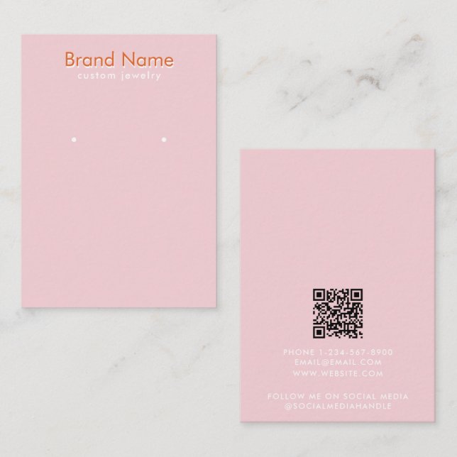 Modern Minimalist Pink Orange Jewelry Display Card Visitenkarte (Vorne/Hinten)