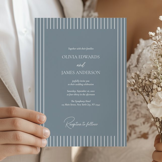 Modern Minimalist Pinstripe Wedding Invitation Einladung (Von Creator hochgeladen)