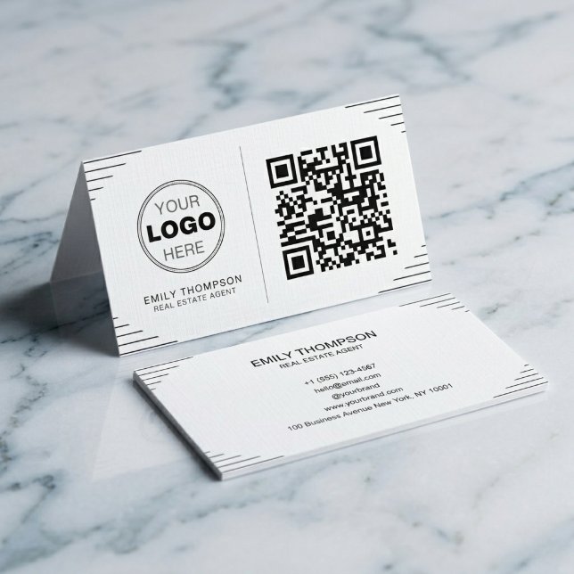 Modern Minimalist QR Code | Luxury Art Deco Visitenkarte (Instant Connection QR Code Business Card)
