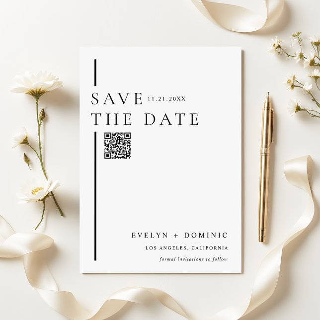Modern Minimalist QR Code Wedding Website Save The Date (Von Creator hochgeladen)