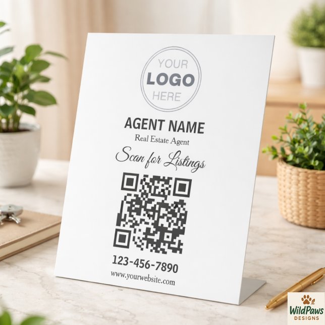 Modern Minimalist Real Estate Listing Scan Sockelschild (Modern Minimalist Real Estate Listing Scan Pedestal Sign
)